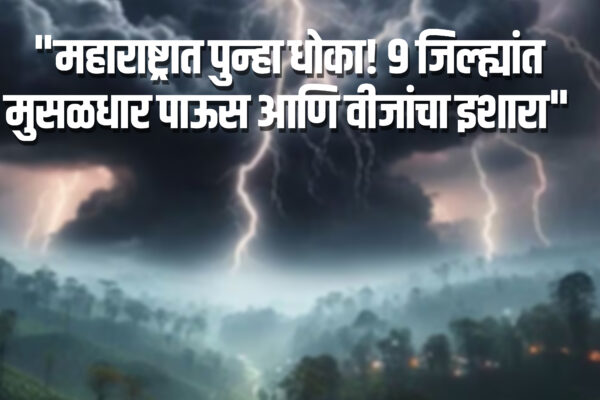 9 जिल्ह्यांत मुसळधार पावसाचा धोका! वीजांसह पावसाचा येलो अलर्ट – हवामान खात्याचा इशारा
